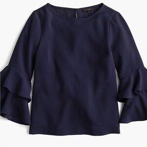 J. Crew Navy Bell Sleeve Blouse Size 10